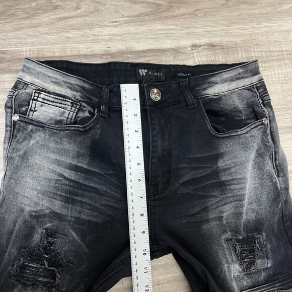 Waimea Distressed Black/ Gray Skinny Fit Jeans Size 34 - Picture 4 of 11